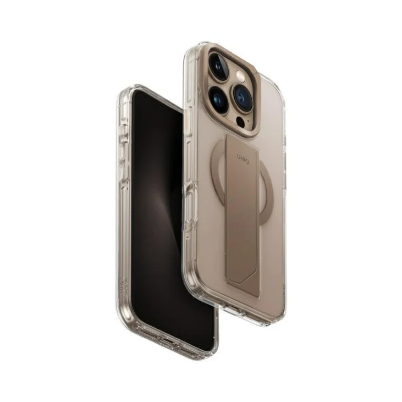 UNIQ Hybrid Heldro Max Magclick With Camera Stand Case For Apple iPhone 16 Pro Max - Taupe Gold