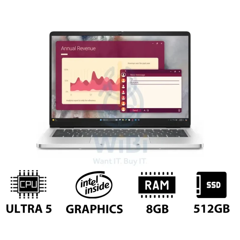 Dell Pro 14 PC14250 - 14" FHD+ Non-Touch / Ultra 5 235U vPro / 8GB / 512GB (NVMe M.2 SSD) / DOS (Without OS) / 1YW - Laptop