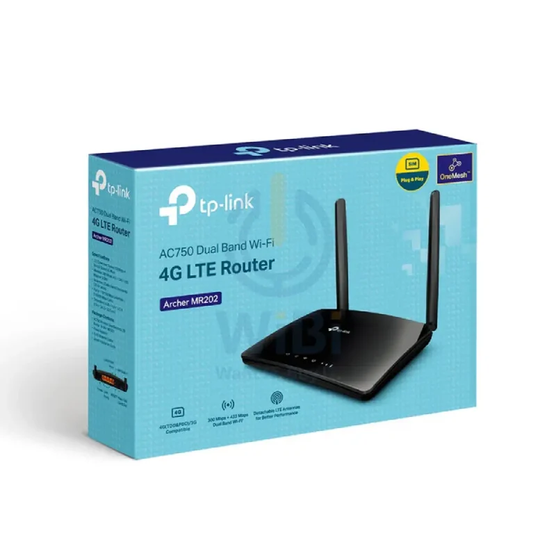 جهاز توجيه لاسلكي ثنائي النطاق TP-Link ‏(آرتشر MR202) AC750، 4G LTE، 2.5 جيجاهرتز (300 ميجابت في الثانية)، WAN، LAN