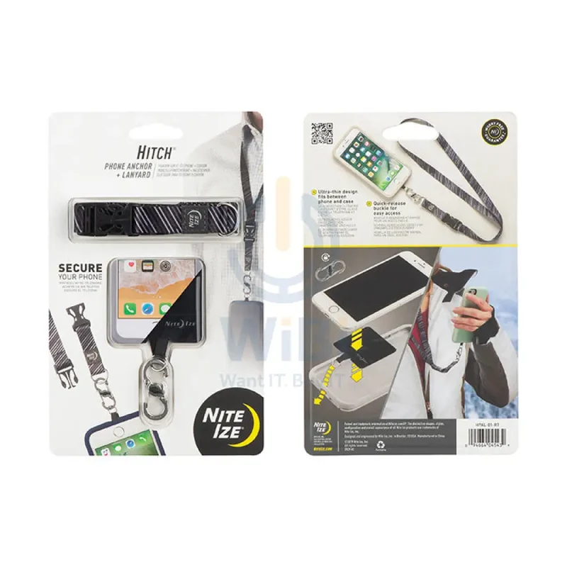 NiteIze Hitch® Phone Anchor + Lanyard - Black - Black