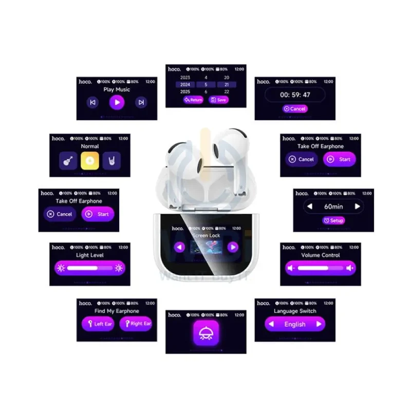 HOCO EW82 True Wireless Touchscreen Earbuds - Bluetooth / 300mAh / White