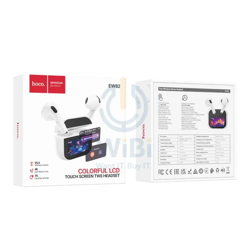 HOCO EW82 True Wireless Touchscreen Earbuds - Bluetooth / 300mAh / White