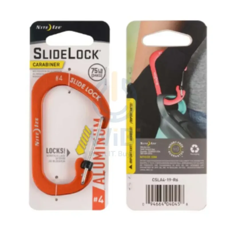 NiteIze Aluminum #4 SlideLock Carabiner - Orange