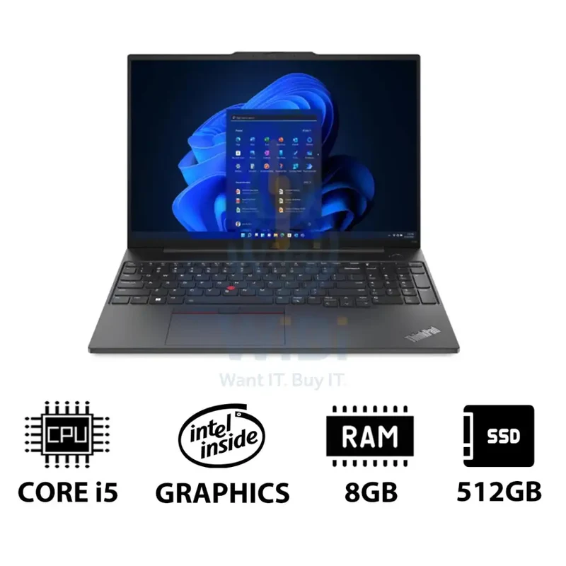 Lenovo ThinkPad E16 Gen 1 - 16.0" WUXGA / i5 / 8GB / 512GB (NVMe M.2 SSD) / Win 11 Pro / Arabic/English / 1YW / Lenovo 15.6" Casual Toploader