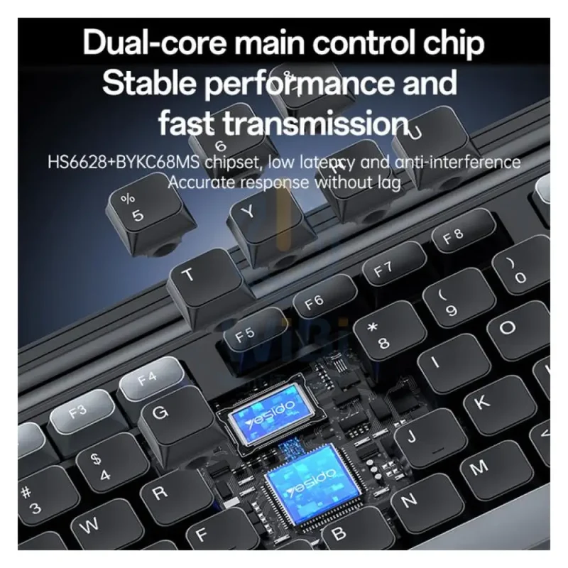 Yesido KB43 Wireless Keyboard And Mouse Set - 2.4G / 10M / Up to 1600 dpi / Arabic - Black