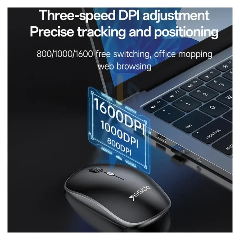 Yesido KB43 Wireless Keyboard And Mouse Set - 2.4G / 10M / Up to 1600 dpi / Arabic - Black