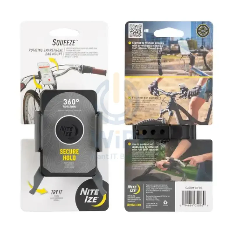 NiteIze Squeeze™ Rotating Smartphone Bar Mount for Bikes - Black