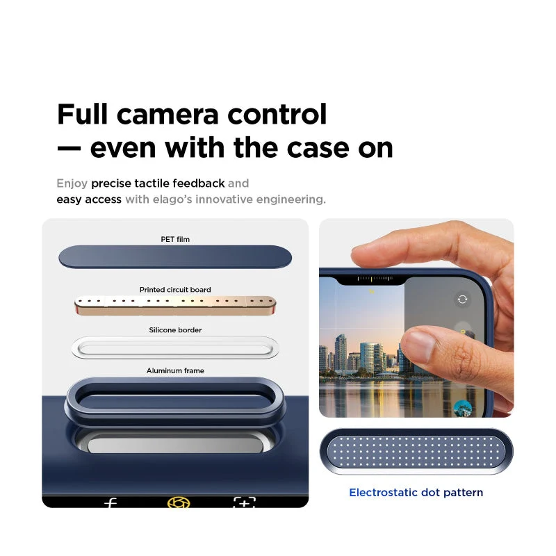 Elago Magnetic Silicone Case (Camera Control Key Included) For Apple iPhone 17 Pro / Apple iPhone 17 Pro - Jean Indigo