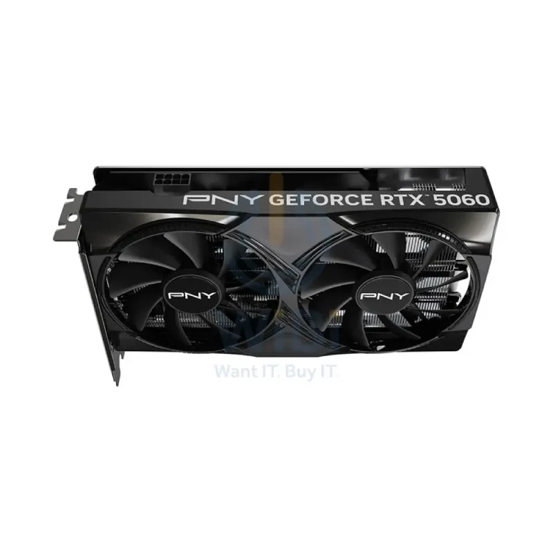 PNY NVIDIA GeForce RTX 5060 8GB OC Dual Fan Graphics Card - 8GB / GDDR7 / 128-bit / PCIe 5.0 / DisplayPort 2.1 / HDMI 2.1 / One Year Warranty