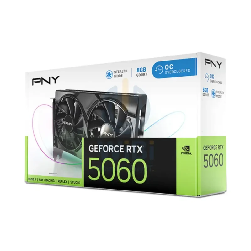 PNY NVIDIA GeForce RTX 5060 8GB OC Dual Fan Graphics Card - 8GB / GDDR7 / 128-bit / PCIe 5.0 / DisplayPort 2.1 / HDMI 2.1 / One Year Warranty