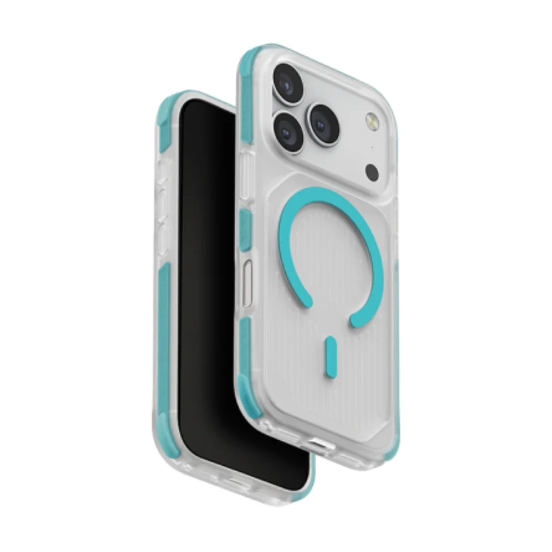 UNIQ Hybrid Combat Active Magclick Charging Case For iPhone 17 Pro Max - Frost Clear/Turquoise