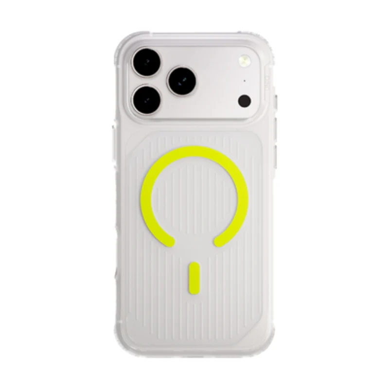 UNIQ Hybrid Combat Active Magclick Charging Case For Apple iPhone 17 Pro Max - Frost Clear/Lume-Lime