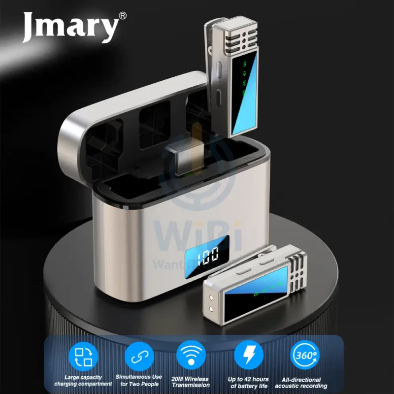 Jmary MW-15 2.4G Wireless Microphone - ≤20ms / 60db / 20M / 70mAh / Silver