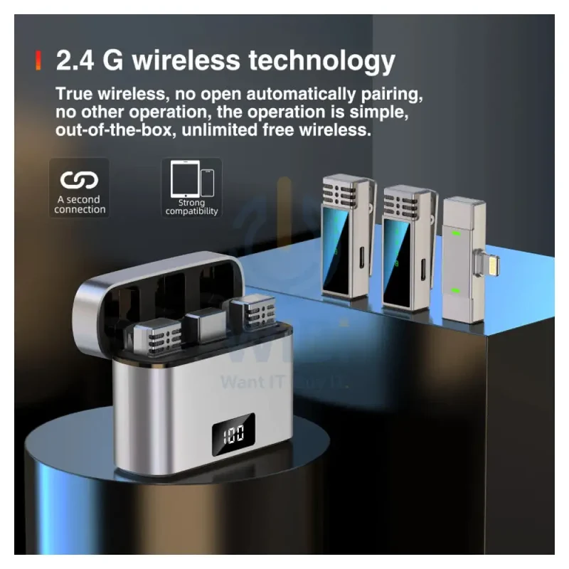 Jmary MW-15 2.4G Wireless Microphone - ≤20ms / 60db / 20M / 70mAh / Silver