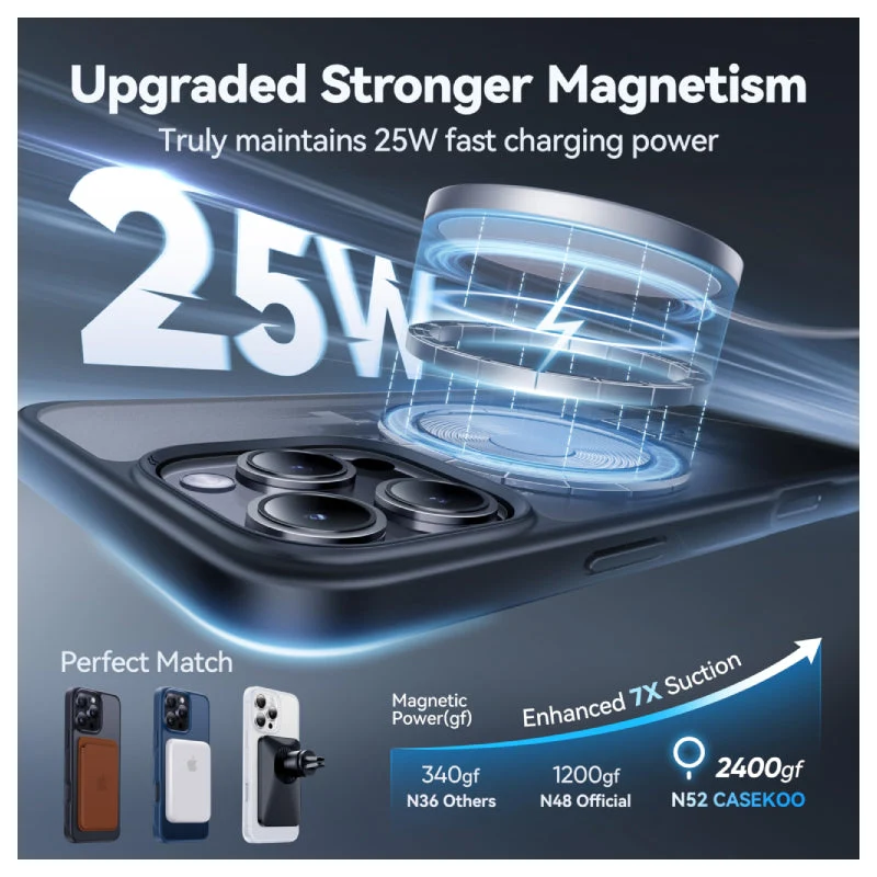 CASEKOO Magnetic Case For Apple iPhone 16 Pro Max - Black