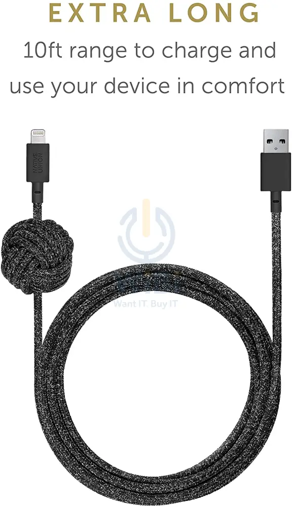 كابل نيتف يونيون نايت، من USB-A إلى لايتنينج، 3 أمتار، أسود كوزموس