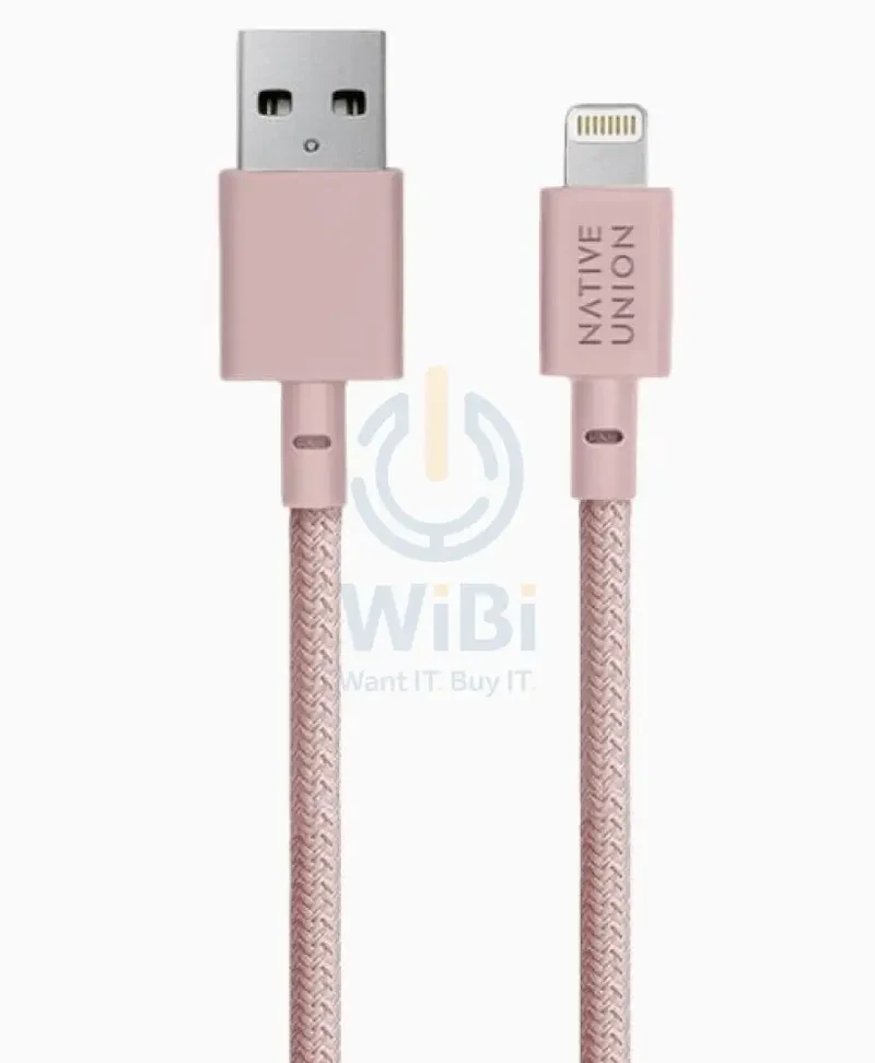 كابل مفاتيح نيتيف يونيون - من USB-A إلى Lightning - وردي