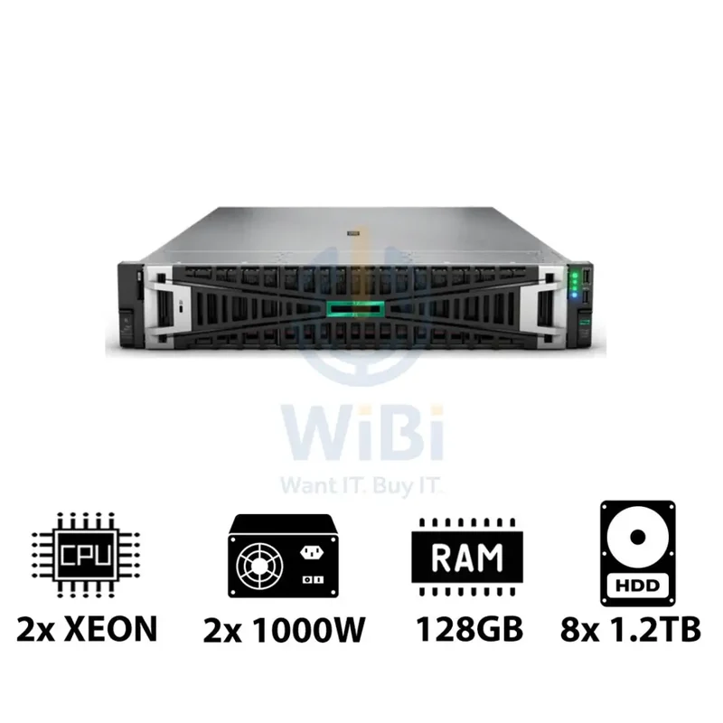 HP ProLiant DL380 G11 - 2x Xeon Gold 5416S 2.00GHz / 2x 16-Cores / 128GB / 8x 1.2TB HDD / 2x 1000Watts / Rack(2U)