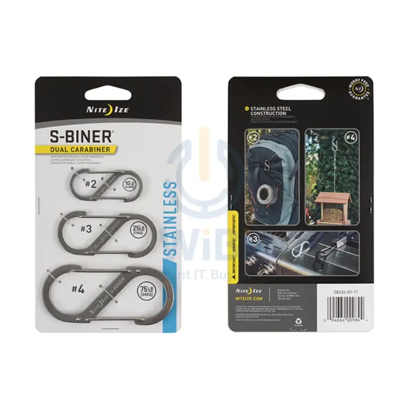 NiteIze S-Biner Stainless Steel Dual Carabiner-Stainless