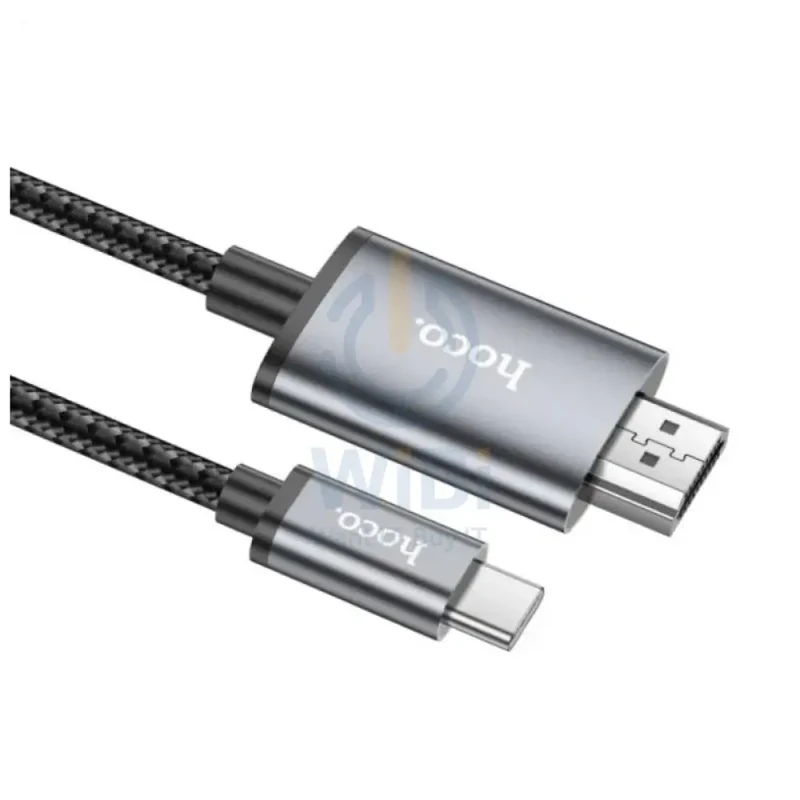 كابل هوكو UA27 HD على الشاشة، 2 متر، Type-C، HDMI، رمادي معدني