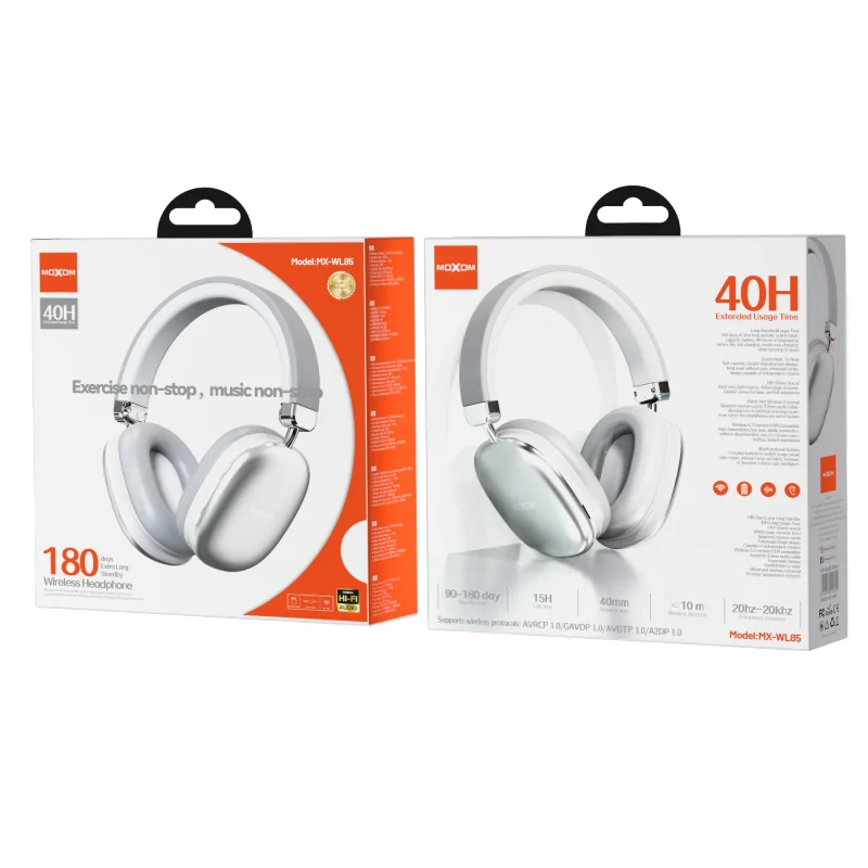 MOXOM MX-WL85 Wireless Headphone - Bluetooth / USB-C / White