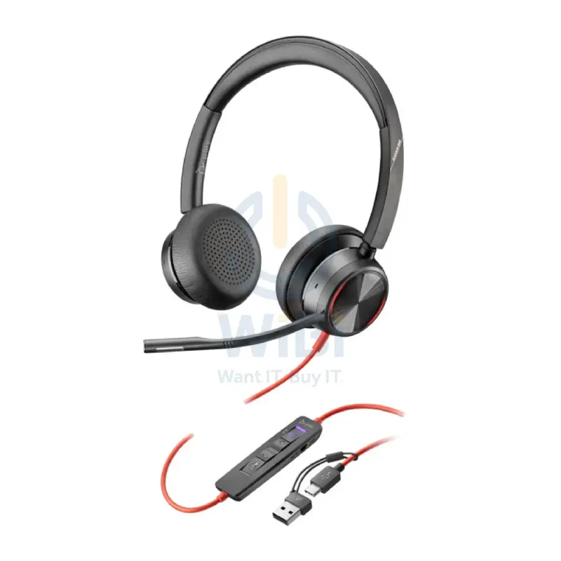 HP Poly Blackwire 8225 Stereo USB-C Headset - On-Ear / USB-C/A Adapter / (Microsoft Teams Certified)