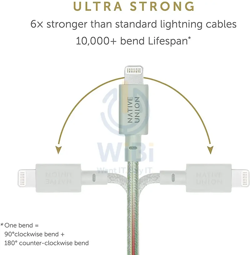 كابل نيتيف يونيون بيلت - من USB-A إلى لايتنينج 1.2 متر - أخضر مريمي