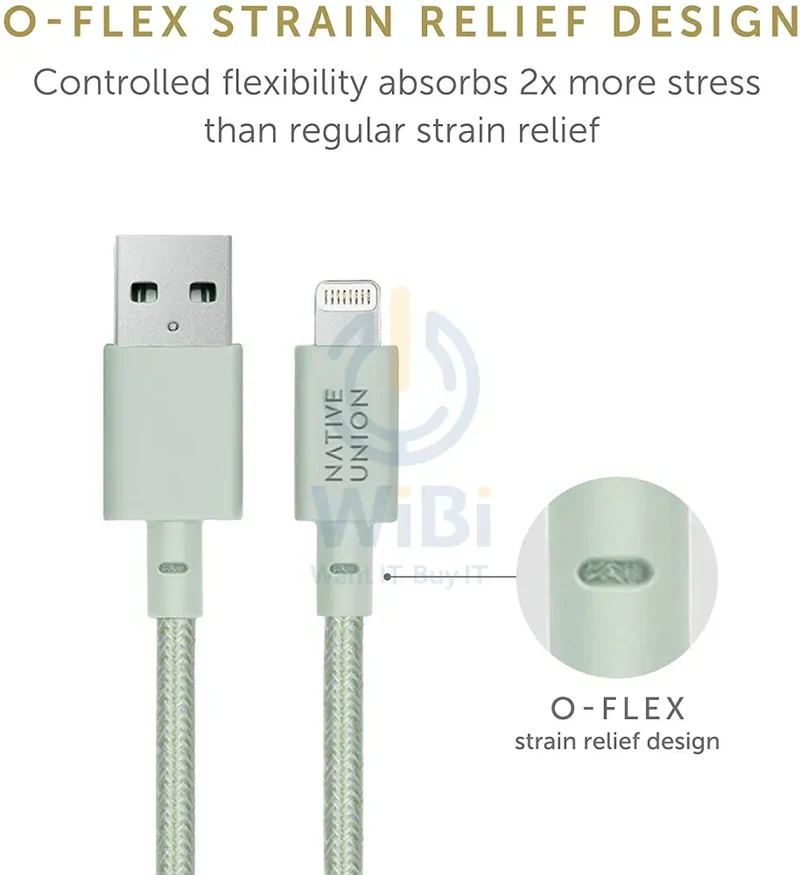 كابل نيتيف يونيون بيلت - من USB-A إلى لايتنينج 1.2 متر - أخضر مريمي