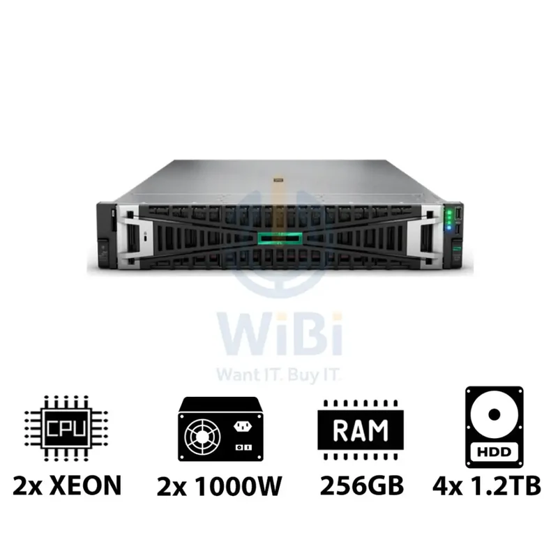 HP ProLiant DL380 G11 - 2x Xeon Gold 5416S 2.00GHz / 2x 16-Cores / 256GB / 4x 1.2TB HDD / 2x 1000Watts / Rack(2U)