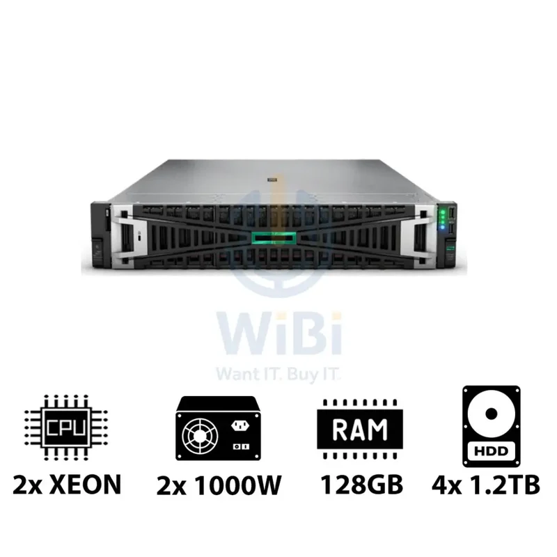 HP ProLiant DL380 G11 - 2x Xeon Gold 5416S 2.00GHz / 2x 16-Cores / 128GB / 4x 1.2TB HDD / 2x 1000Watts / Rack(2U)
