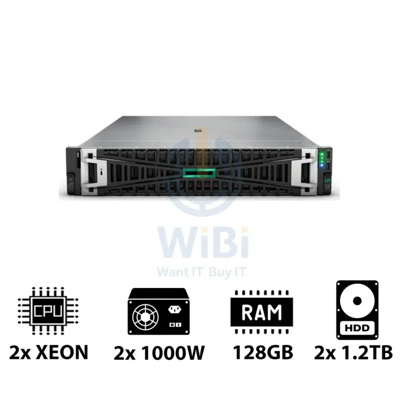 HP ProLiant DL380 G11 - 2x Xeon Gold 5416S 2.00GHz / 2x 16-Cores / 128GB / 2x 1.2TB HDD / 2x 1000Watts / Rack(2U)