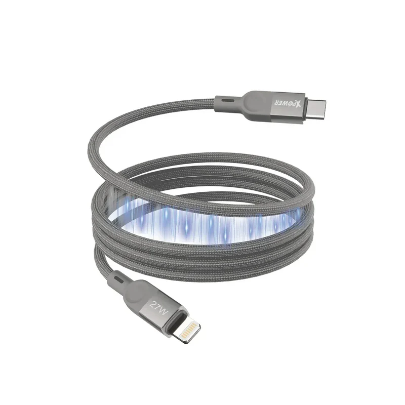 كابل مغناطيسي إكس باور من USB-C إلى Lightning - 27 واط / طول 1 متر / تيتانيوم