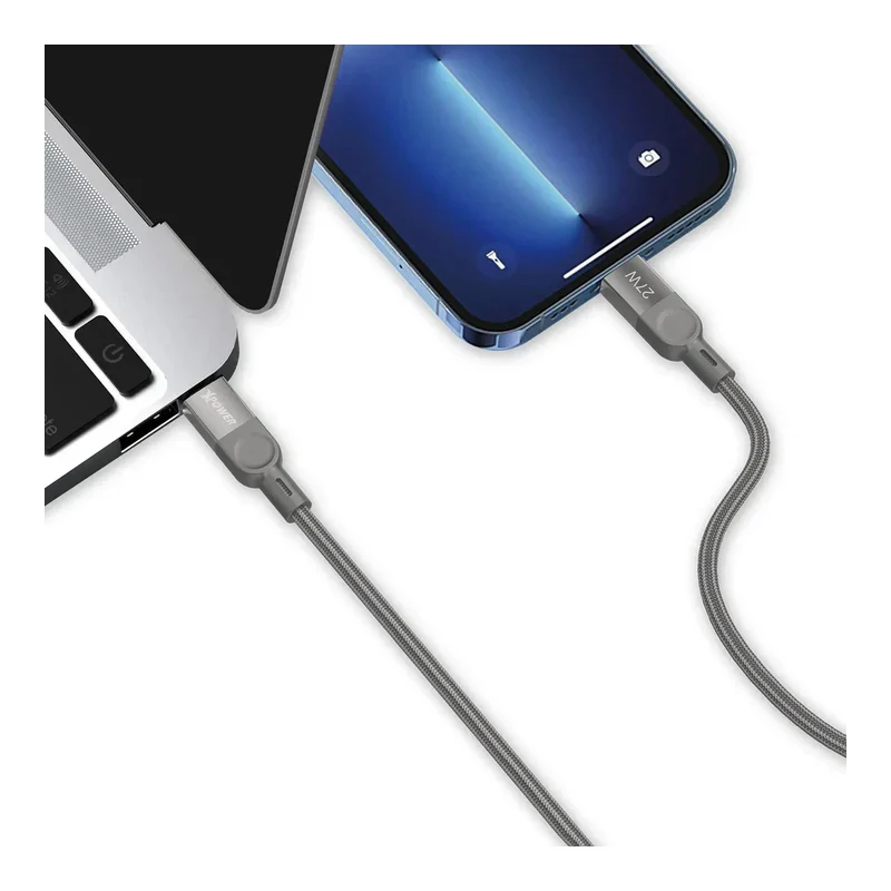 كابل مغناطيسي إكس باور من USB-C إلى Lightning - 27 واط / طول 1 متر / تيتانيوم