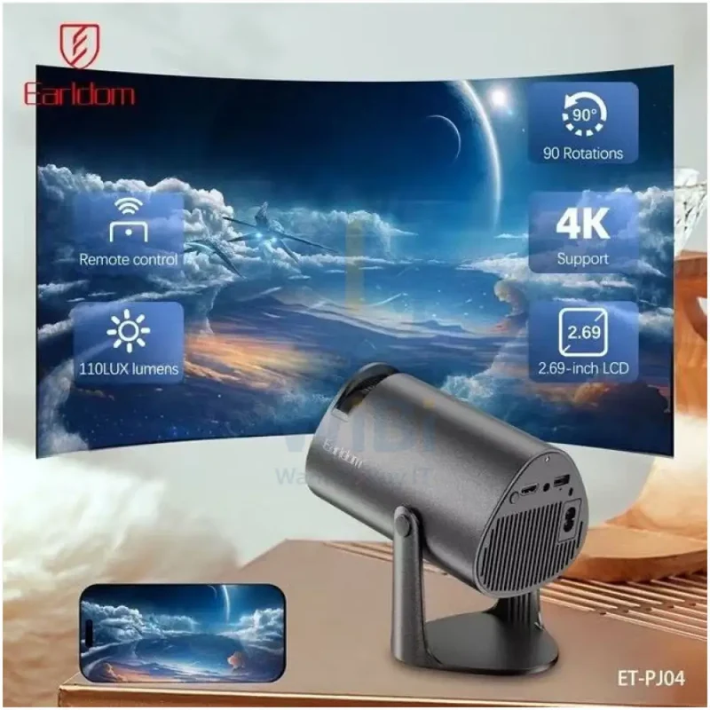 Earldom ET-PJ04 4K Ultra HD Projector - Black