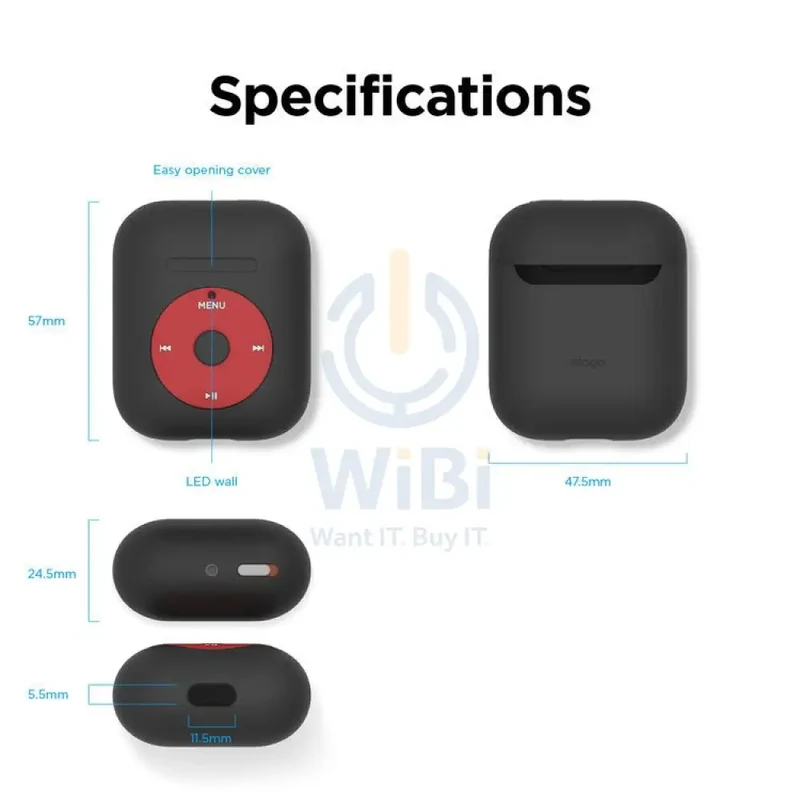 Elago Airpods 1&2 AW6 Case (iPod) - Black