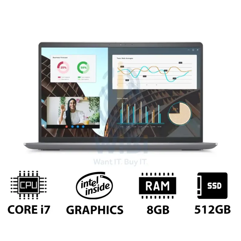 Dell Vostro 15 3530 - 15.6" FHD / i7 / 8GB / 512GB (NVMe M.2 SSD) / DOS (Without OS) / 1YW / Arabic/English Keys - Laptop