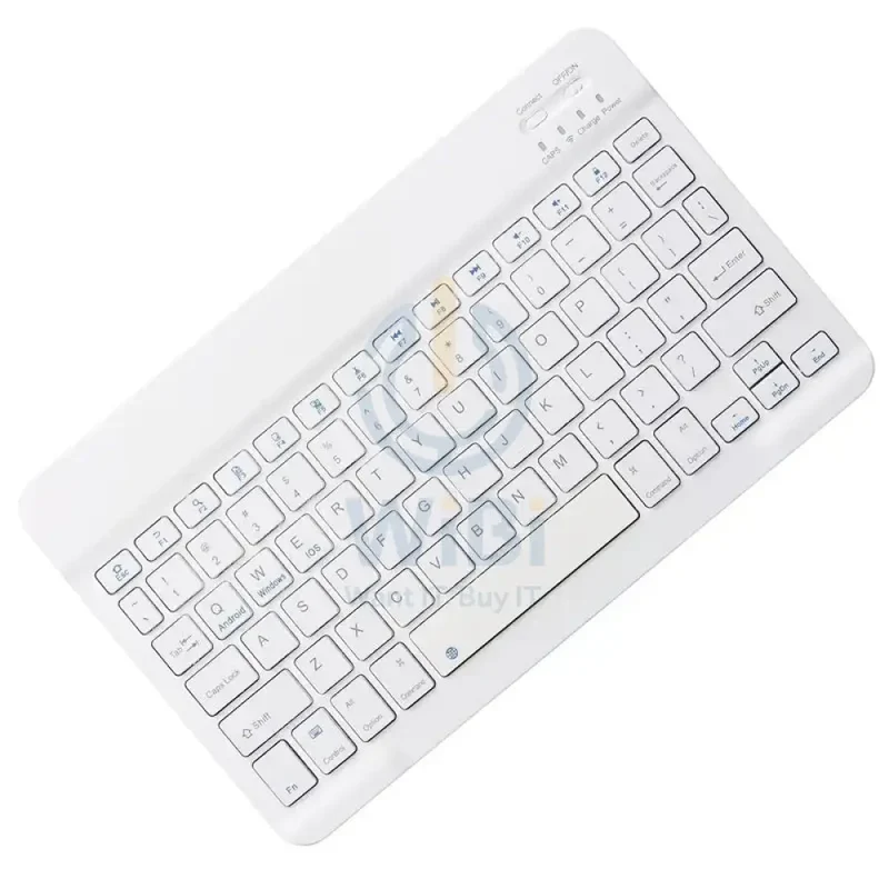 Ultra-Slim Rechargeable Wireless Portable Keyboard for iPad - White / English/Arabic