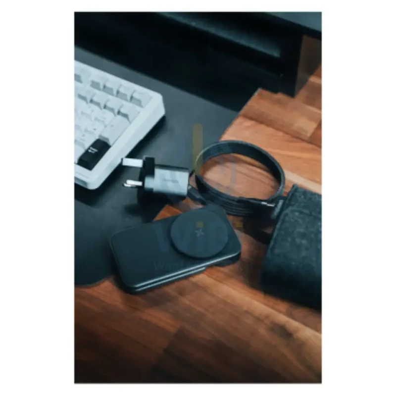 Energea Essential Kit Ampcharge GaN Wall Charger with MagTrio Plus 3-in-1 Wireless Charger with Helix USB-C to USB-C Cable - Black