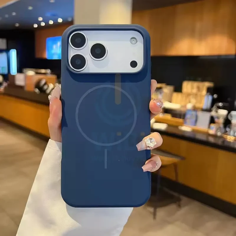MagSafe Magnetic Wireless Charging Luxury Liquid Silicone Case for iPhone 17 Pro Max - Dark Blue