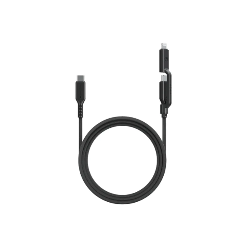 Energea Flow Duo 240W 1.5m Cable - 1.5m / 480Mbps / 240W / USB-C to USB-C + Lightning / Black