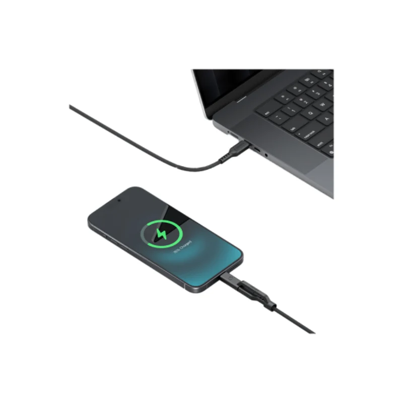 Energea Flow Duo 240W 1.5m Cable - 1.5m / 480Mbps / 240W / USB-C to USB-C + Lightning / Black