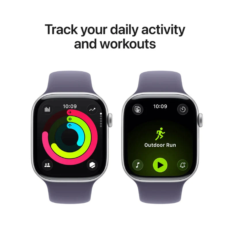 Apple Watch Series 11 - LTPO OLED / 64GB / 42mm / Bluetooth / Wi-Fi + Cellular / Small/Medium / Silver Aluminum Case with Purple Fog Sport Band