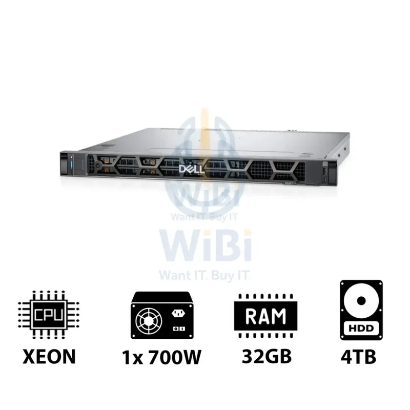 Dell PowerEdge R260 - Xeon E-2414 4.50GHz / 4-Cores / 32GB / 4TB SATA HDD / 700Watts / 1U Rack Server