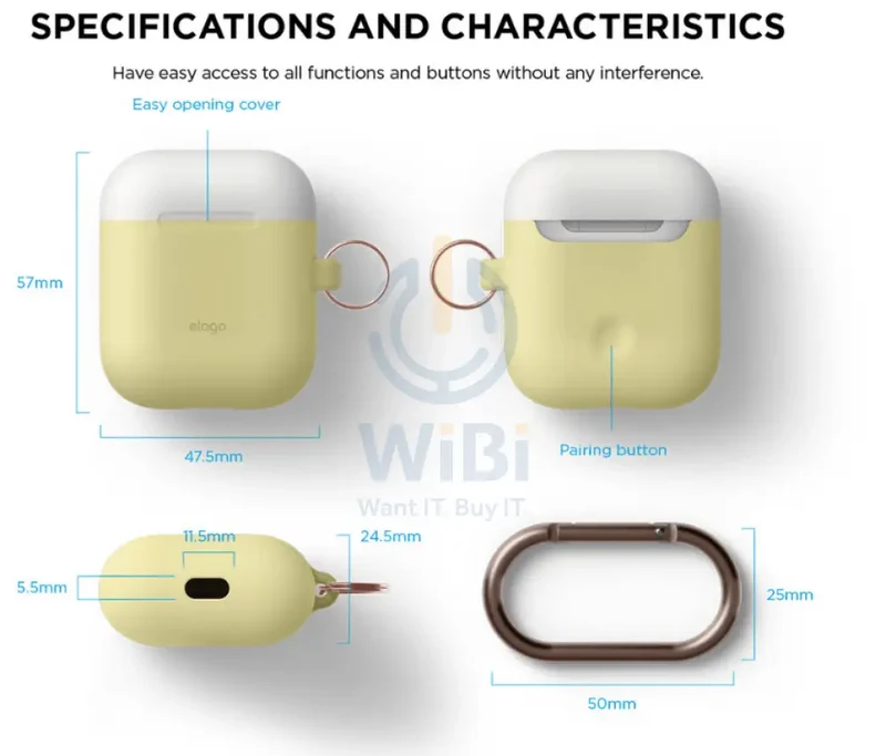 Elago AirPods 1 & 2 Duo Hang Case - Yellow / White Pastel Blue