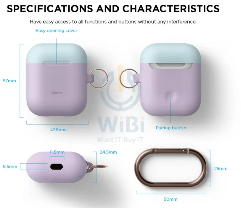 Elago AirPods 1 & 2 Duo Hang Case - Lavender / Pink Pastel Blue