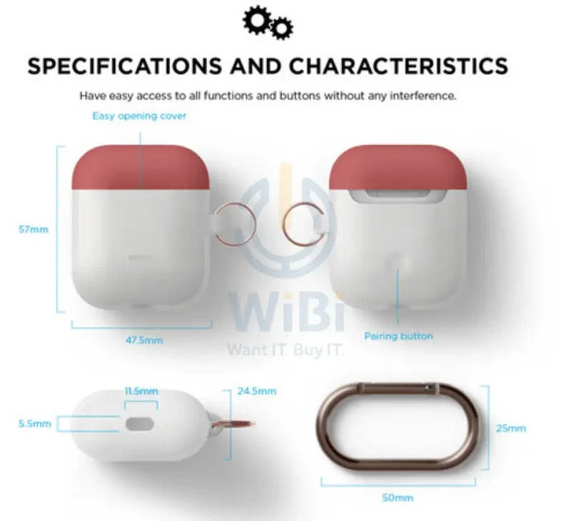 Elago AirPods 1 & 2 Duo Hang Case - Night Glow / Italian Rose Coral Blue