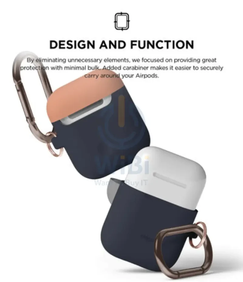 Elago AirPods 1 & 2 Duo Hang Case - Dark Brown / Pastel Blue Yellow