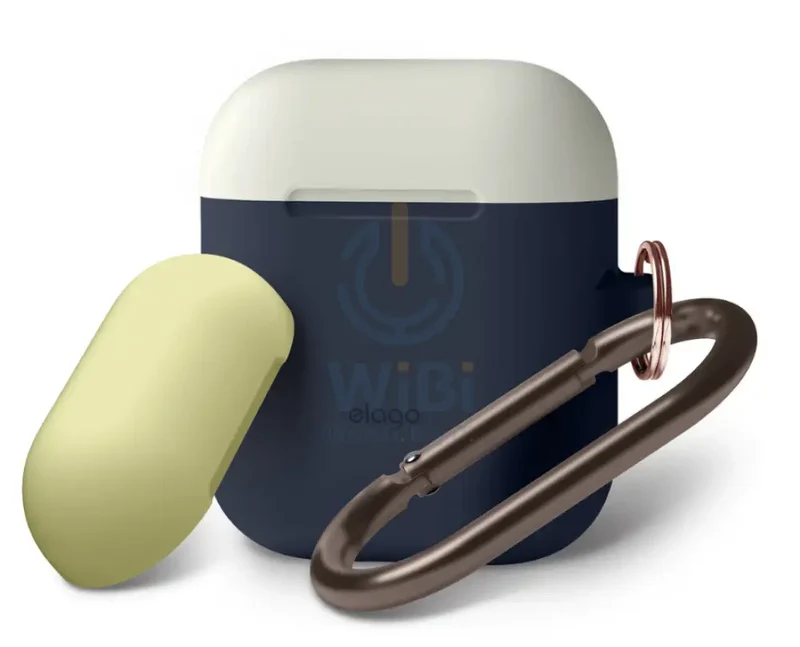 Elago AirPods 1 & 2 Duo Hang Case - Dark Brown / Pastel Blue Yellow
