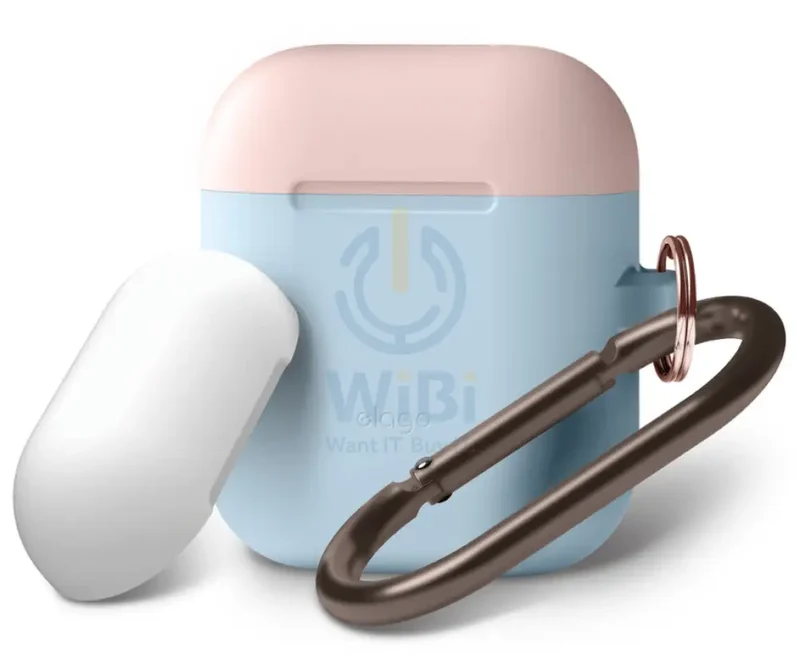 Elago AirPods 1 & 2 Duo Hang Case - Dark Brown / Pastel Blue Yellow