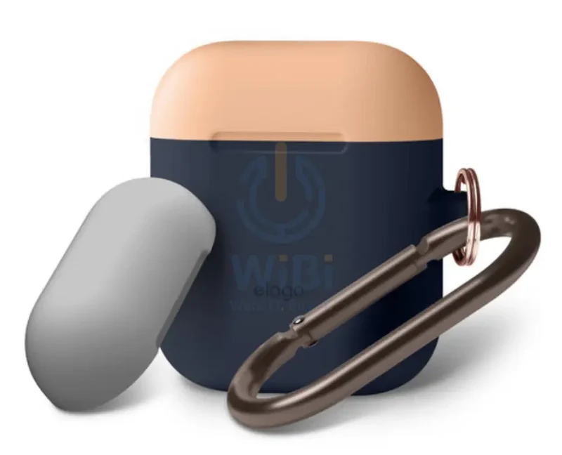 Elago AirPods 1 & 2 Duo Hang Case - Body-Jean Indigo / Top-Peach Medium Grey
